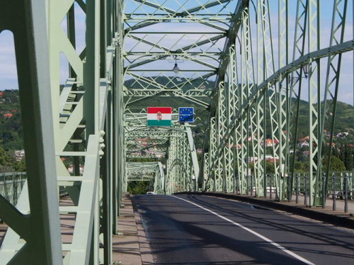crossing the bridge to Hungary