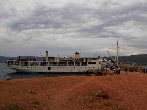 MV Liemba docked in Kasanga (side)