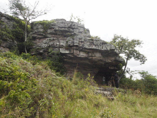 people watching rock paintings