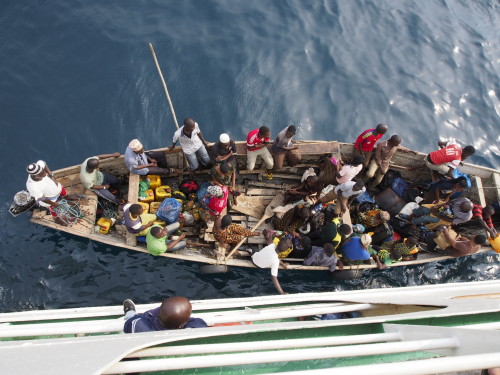 small boat from top